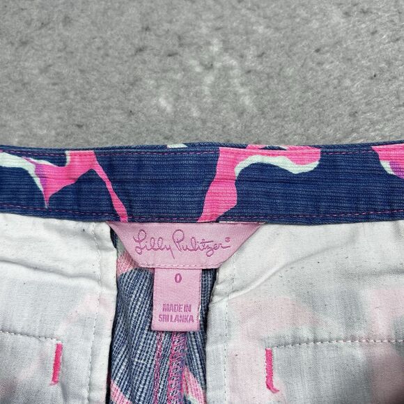 Lilly Pulitzer Adie Shorts Womens Size 0 Blue Tiki Pink Style 20948 100% Cotton - Picture 10 of 14